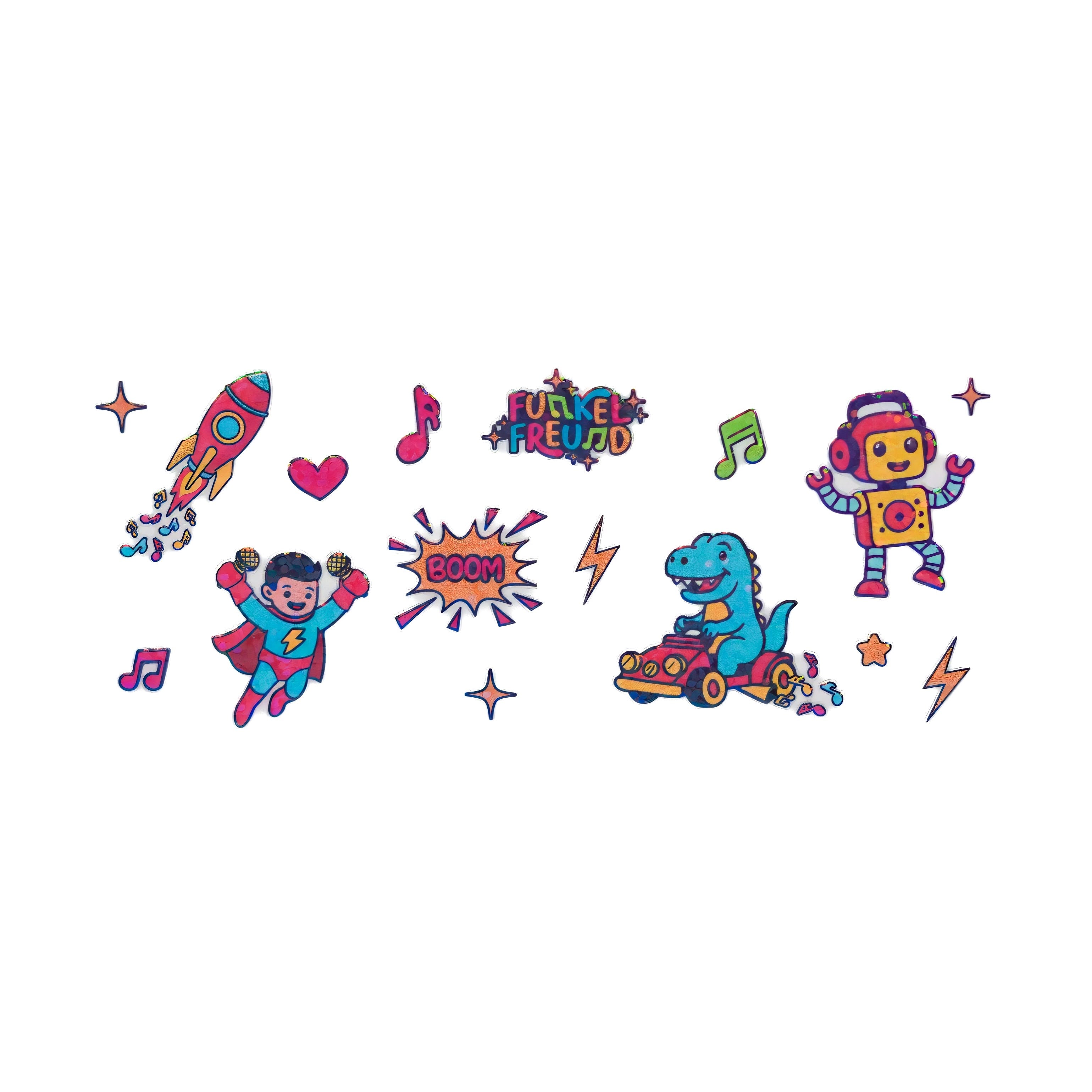 🤖 Glitzer-Sticker · Abenteuer