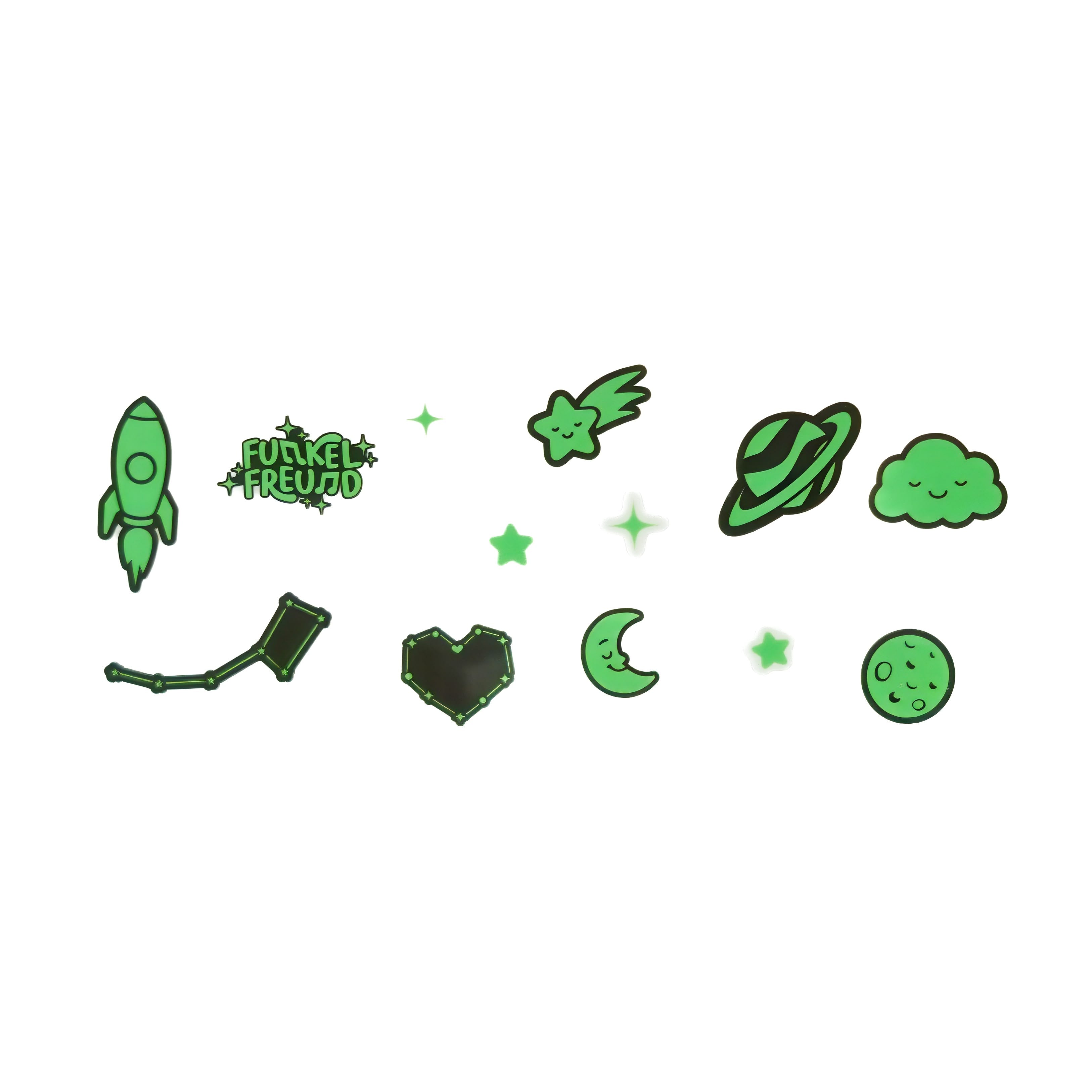 🌙 Nacht-Sticker · Leuchtend